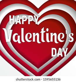 Paper elements in shape of heart for Happy Valentine s Day. Colorful heart vector graphic template illustration isolated on white background.