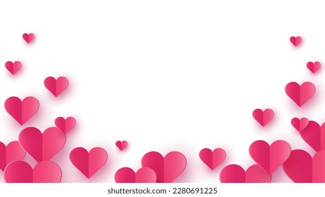 Paper elements in shape of heart on white background. Concept of design for Valentine’s Day, Mother’s Day and Women’s Day. Vector illustration