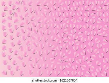 Paper elements in the shape of hearts on a pink background Vector symbols of love for women, happy mother, valentine's day.