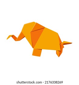 Paper elephant. Origami Japanese animal illustration in cartoon style. Cute paper animal. Art concept for advertisement, banner designs