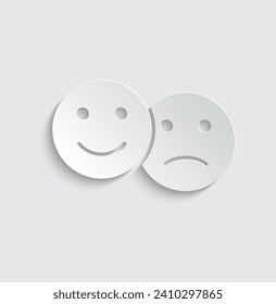 iconos de la cara del emoticono del papel vectorial triste y feliz de la cara iconos de humor 