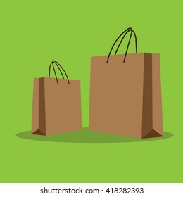 Paper Empty Shopping bag. Vector icon. 