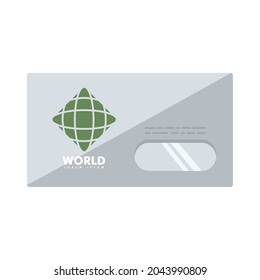 paper envelope with corporate identity on white background