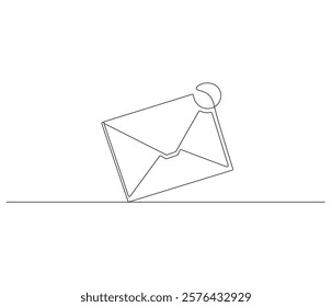 Paper envelope design. One continuous line drawing mail of paper. Symbol of business. Editable stroke. Doodle line illustration