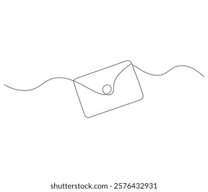 Paper envelope design. One continuous line drawing mail of paper. Symbol of business. Editable stroke. Doodle line illustration