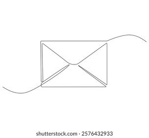 Paper envelope design. One continuous line drawing mail of paper. Symbol of business. Editable stroke. Doodle line illustration