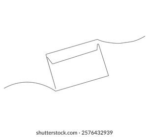 Paper envelope design. One continuous line drawing mail of paper. Symbol of business. Editable stroke. Doodle line illustration