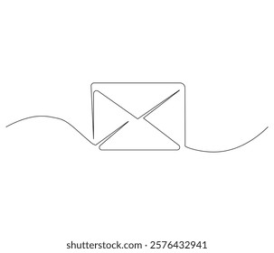 Paper envelope design. One continuous line drawing mail of paper. Symbol of business. Editable stroke. Doodle line illustration