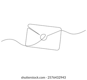 Paper envelope design. One continuous line drawing mail of paper. Symbol of business. Editable stroke. Doodle line illustration