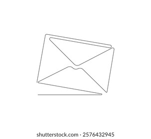 Paper envelope design. One continuous line drawing mail of paper. Symbol of business. Editable stroke. Doodle line illustration