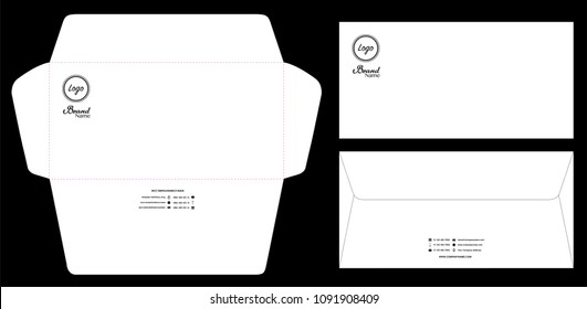 Paper Envelope Dieline Mockup Template Vector Eps10