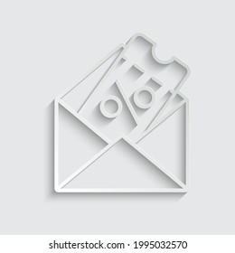 paper  envelope with discount coupon icon vector. sale percent  sign