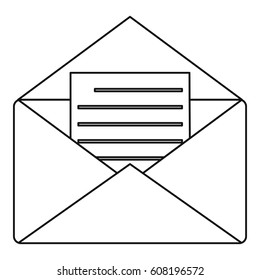 Paper envelope with empty sheet icon. Outline illustration of paper envelope with empty sheet vector icon for web