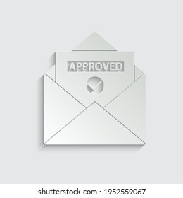 paper envelope  icon with approved sign letters 