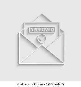 paper envelope  icon with approved sign letters 