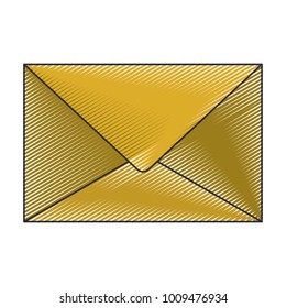 paper envelope icon in colored crayon silhouette
