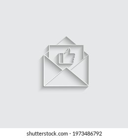 paper envelope  icon with thumbs up approved sign letters 