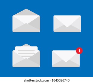 Paper envelope mails notifacation. Vector flat illustration. Send new message. Delivery of correspondence or office documents. Stock vector. EPS 10