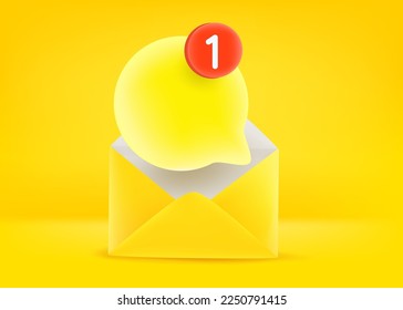 Paper envelope with new message. 3d vector illustration
