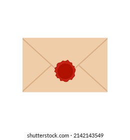 Paper Envelope With Red Wax Seal Icon. Vector Illustration. Isolated.