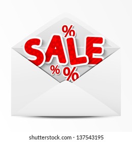 Paper envelope with sale message