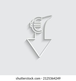 paper euro rate down icon fall sign