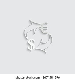 paper Exchange money icon. Exchange of euro and dollar currency. euro icon. Yen  dollar . vector