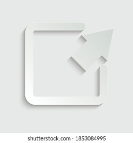paper export arrow, forward icon, share or exit icon. black vector square and arrow. line style