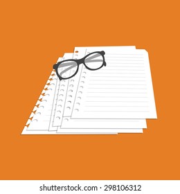 paper with eye glasses icon