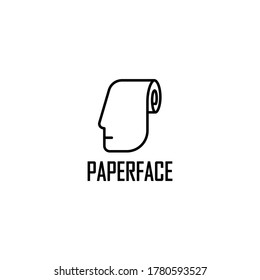 Paper face logo design vector. paper and head face line art logo vector 