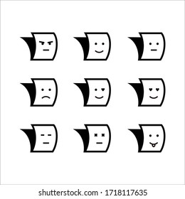 paper face logo. paper emoticon design template vector illustrations