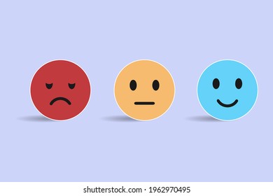 Paper faces, mental health assessment, the concept of World Mental Health Day. Good review rating, satisfaction survey, mental health assessment. Vector illustration .