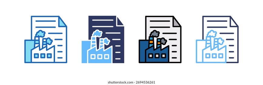 Icono de la fábrica de papel multistyle Ilustración vectorial