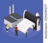 Paper factory isometric 3d vector illustration concept for banner, website, illustration, landing page, flyer, etc.