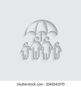 paper Family Icon. symbol family under the umbrella. protect family icon