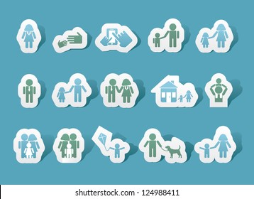 Paper Family Icons EPS 8 vector no open shapes or paths