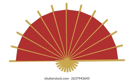 Paper fan flat vector icon. Japanese folding fan isolated on transparent background.