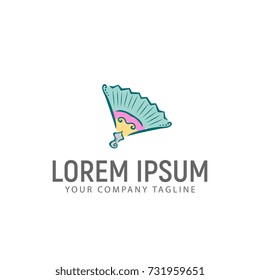 Paper Fan Hand Drawn Logo Design Concept Template