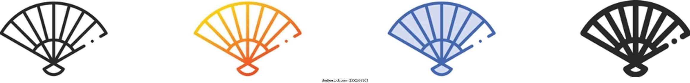 paper fan icon.Thin Linear, Gradient, Blue Stroke and bold Style Design Isolated On White Background