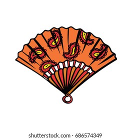 paper fan illustration isolated on white background