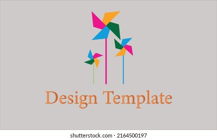 Paper Fan Play Vector Monogram Logo Template