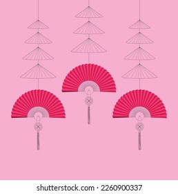 Paper fan. This design get Inspired Vietnamese culture. This vector is suitable for printed products such as envelopes, greeting cards.