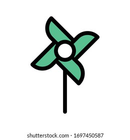 paper fan vector flat color icon 