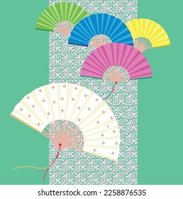 The paper fans hang on the wall. Book cover. Notecard. Cushion cover.
