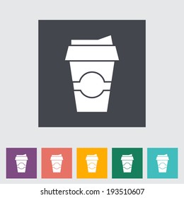 Paper fast food cup. Single flat icon on the button. Vector illustration.