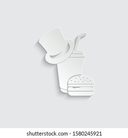 paper fast food  icon/ hamburger icon/ coffee icon/ fast food logo vector