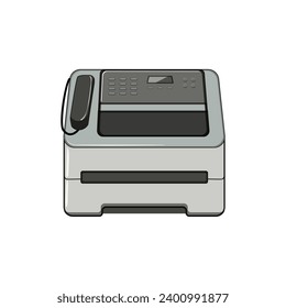 paper fax machine cartoon. telephone business, technology tele, laptop pc paper fax machine sign. isolated symbol vector illustration