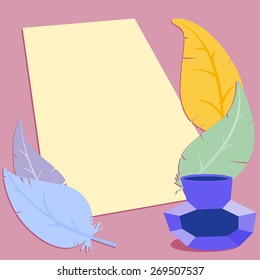paper with feather and ink