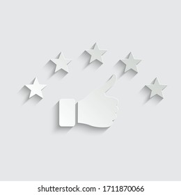Paper feedback icon, five stars rating icon,  quality rating icon vector