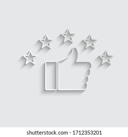 icono de retroalimentación de papel, icono de clasificación de cinco estrellas, icono de calificación de calidad vectorial
